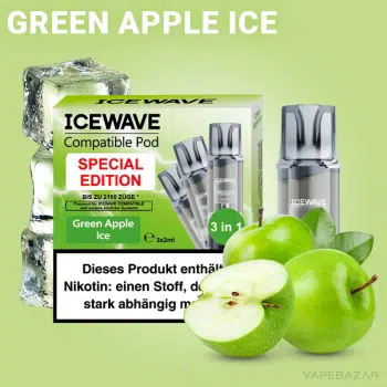ICEWAVE Pod – Green Apple Ice – 3er Pack