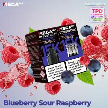 MEGABAR GT15000 Prefilled Pods – Blueberry Sour Raspberry (2+10ml)