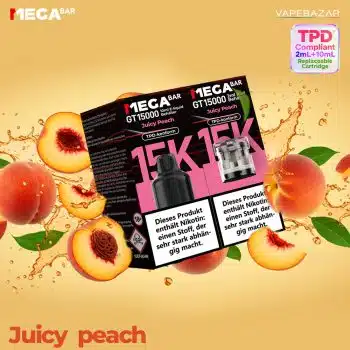 MEGABAR GT15000 Prefilled Pods – Juicy Peach (2+10ml)