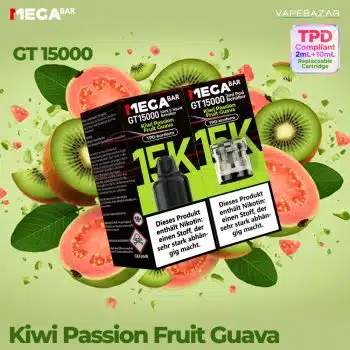 MEGABAR GT15000 Prefilled Pods – Kiwi Passion Fruit Guava (2+10ml)