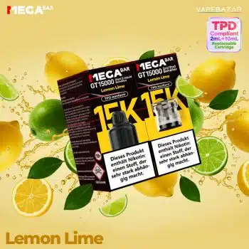 MEGABAR GT15000 Prefilled Pods – Lemon Lime (2+10ml)