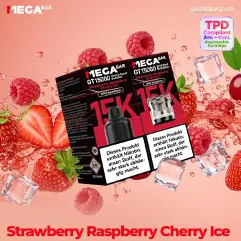 MEGABAR GT15000 Prefilled Pods – Strawberry Raspberry Cherry Ice (2+10ml)