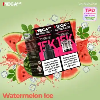 MEGABAR GT15000 Prefilled Pods – Watermelon Ice (2+10ml)